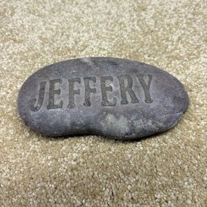 Decorative Engraved Rock JEFFERY Desk Paperweight Decor Garden Yard Landscaping